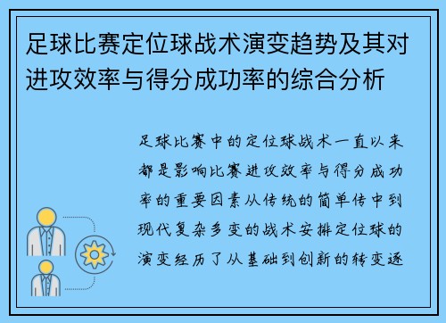 足球比赛定位球战术演变趋势及其对进攻效率与得分成功率的综合分析